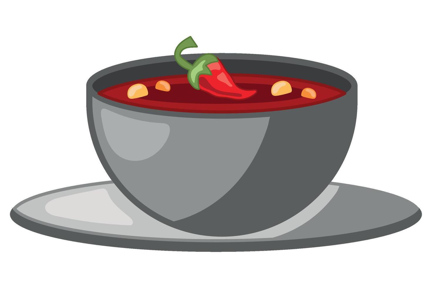 A cup of soup with chili peppers and peanuts vector