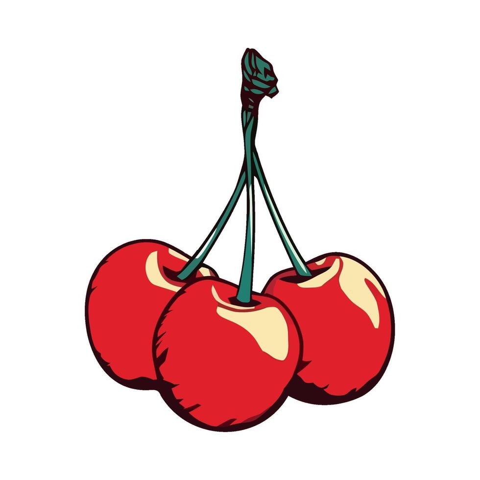 Three cherries on a white background vector