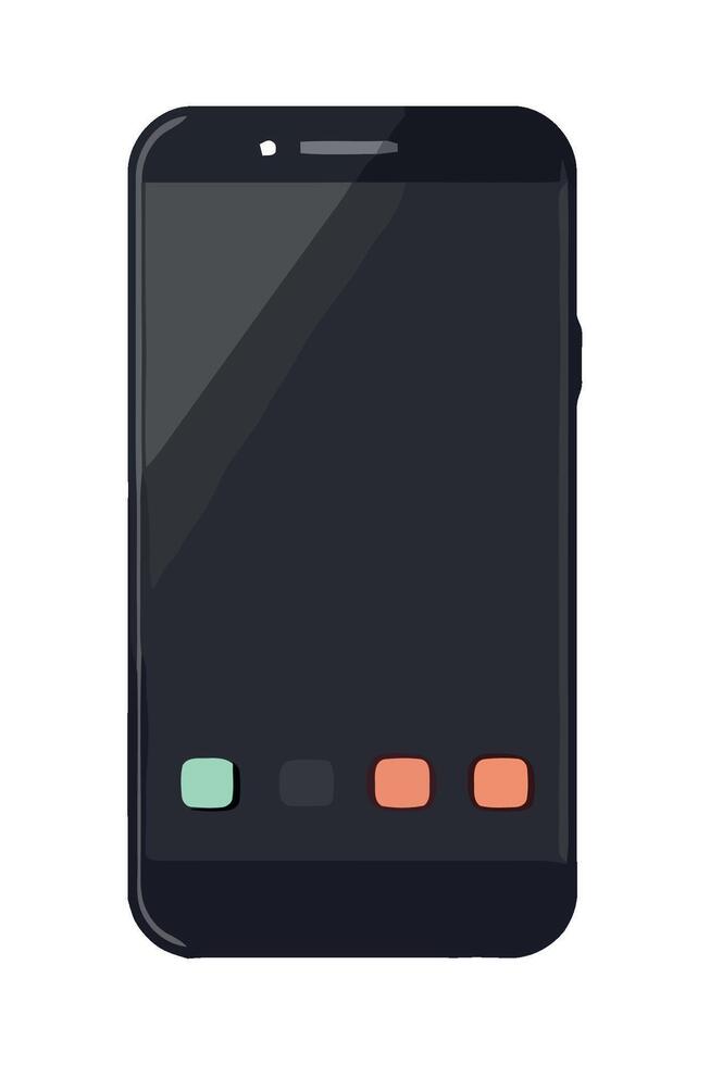 A black smartphone with colorful buttons on the screen vector