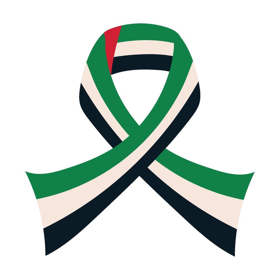 The uae flag is shown in green, white and red vector