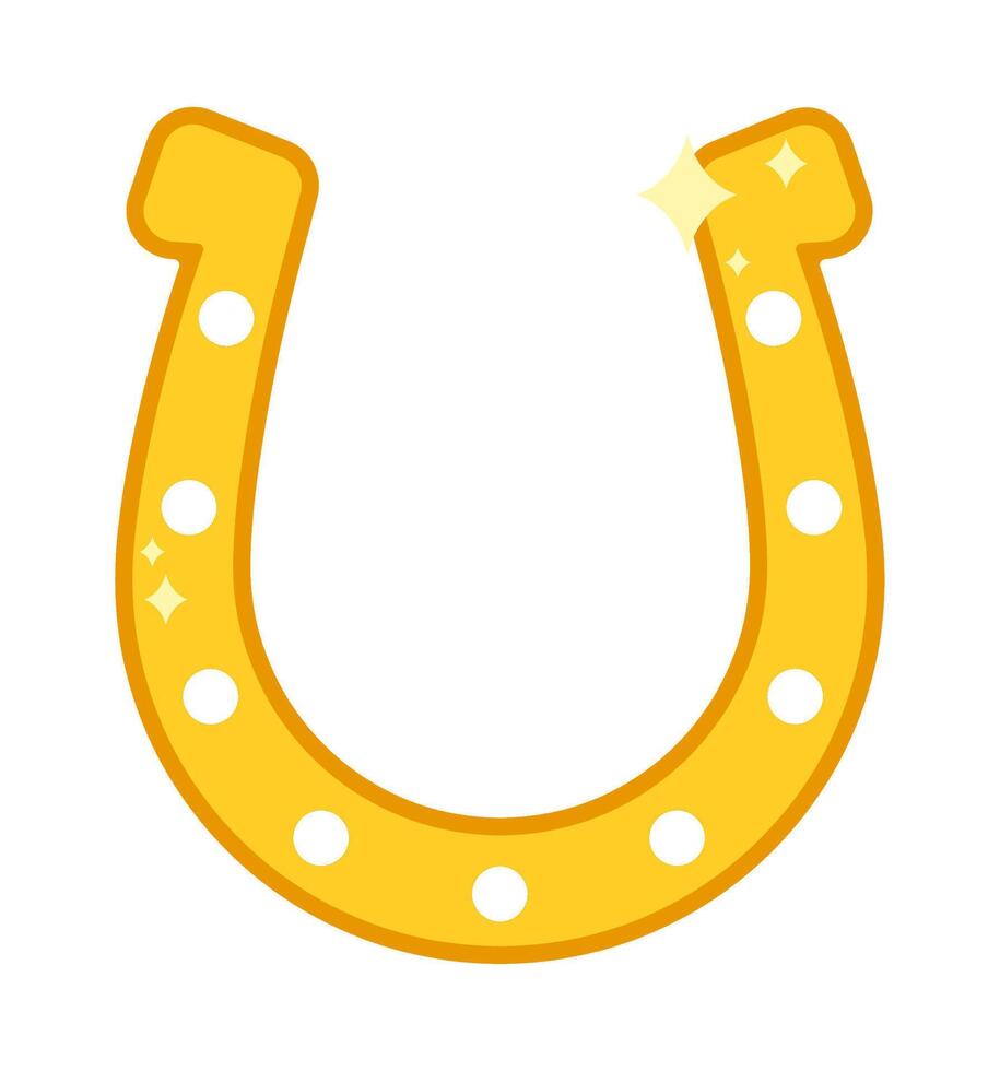A yellow horseshoe with polka dots on it vector