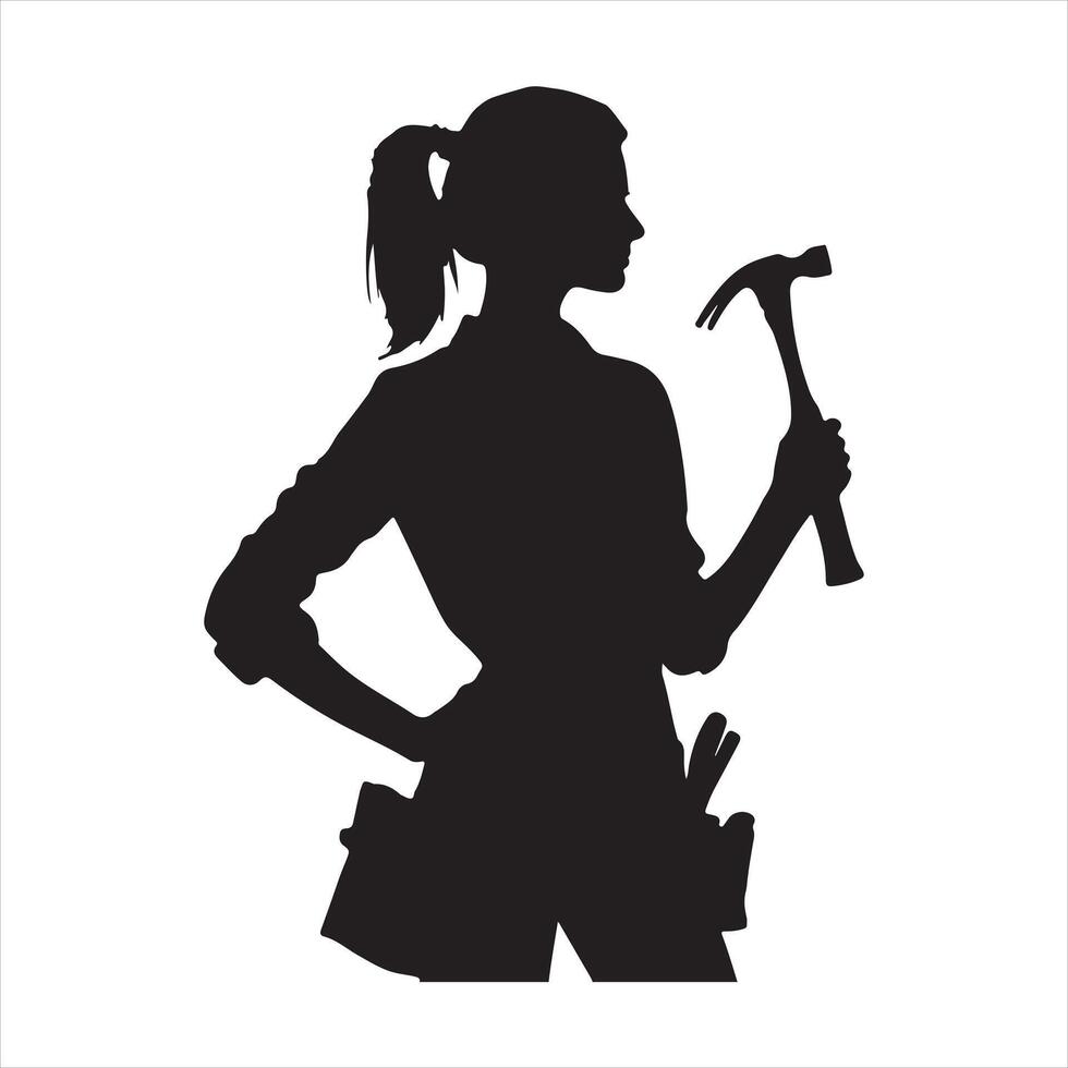 craftswoman silhouette white background vector