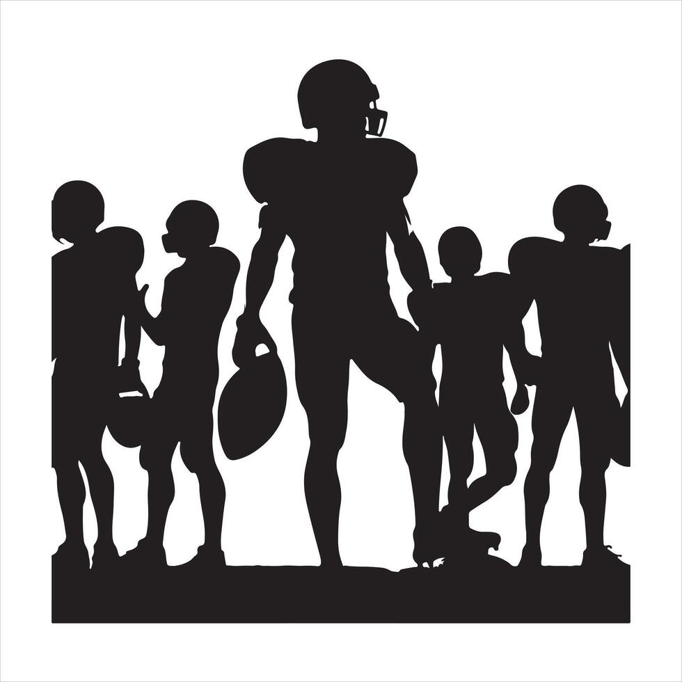 American football players silhouette on white background vector
