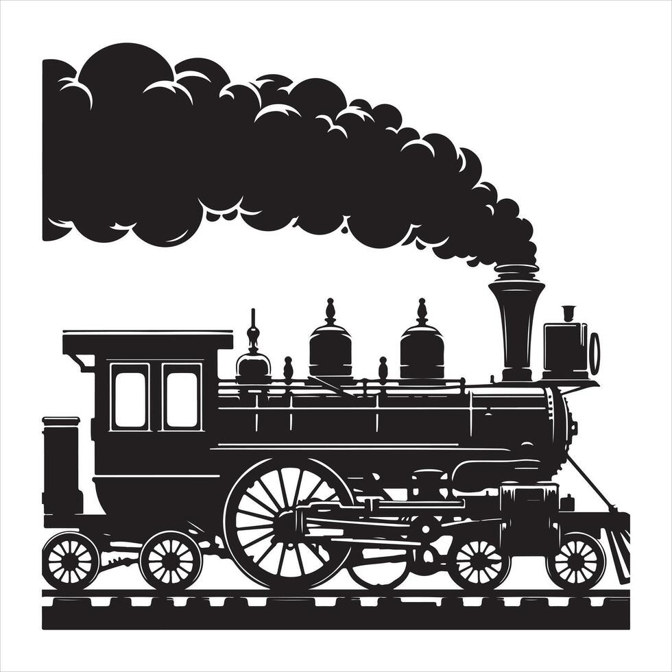 Train silhouette white background vector
