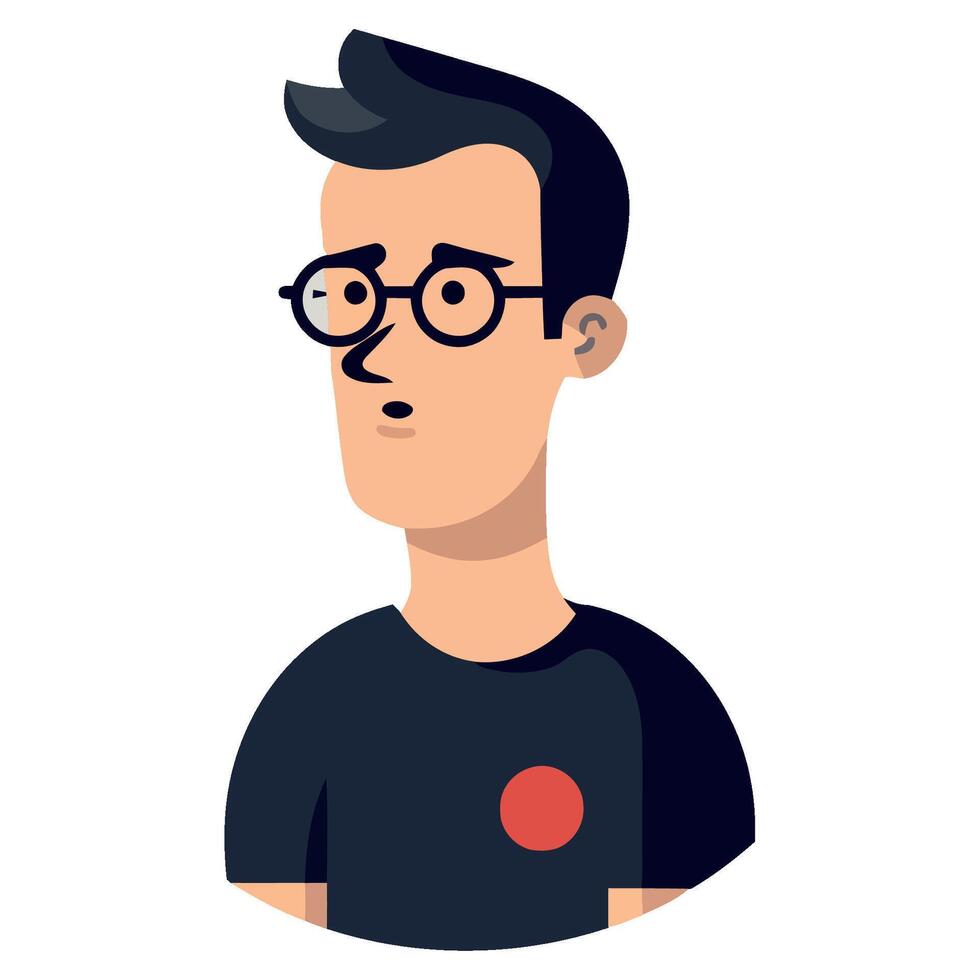 A cartoon man with glasses and a red dot on his forehead vector