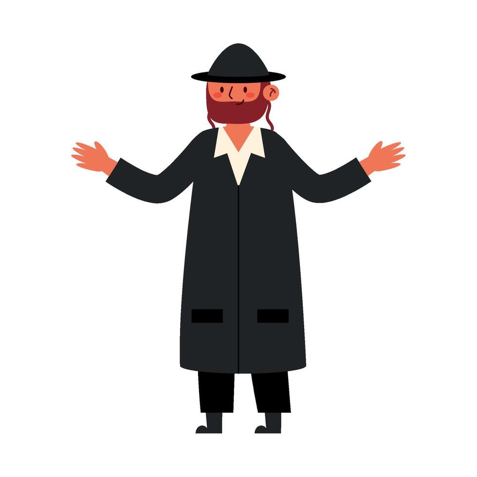 A cartoon man in a black coat and hat vector