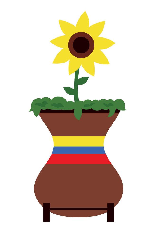 Colombia flag flower pot vector