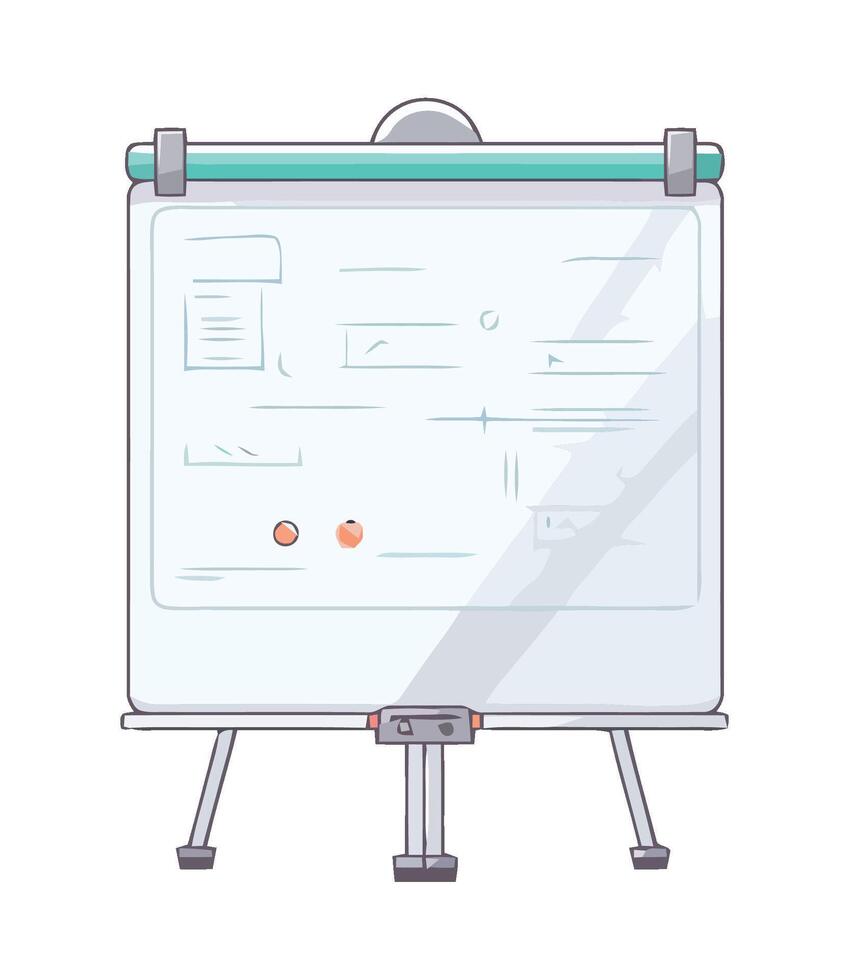 A whiteboard with a green marker on it vector