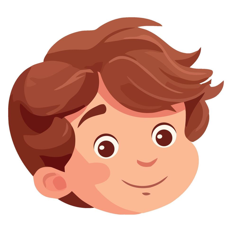 A cartoon boy's face with brown hair vector