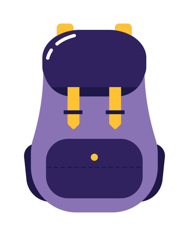A purple backpack with yellow straps vector