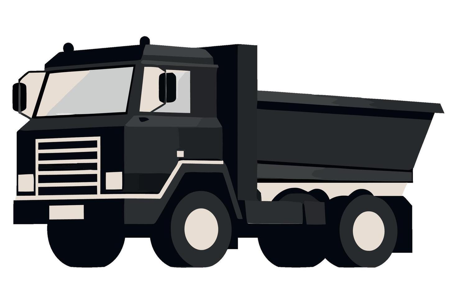 A black dump truck on a white background vector
