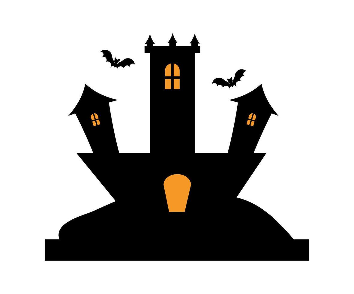 Halloween castle with bats and bats illustration vector