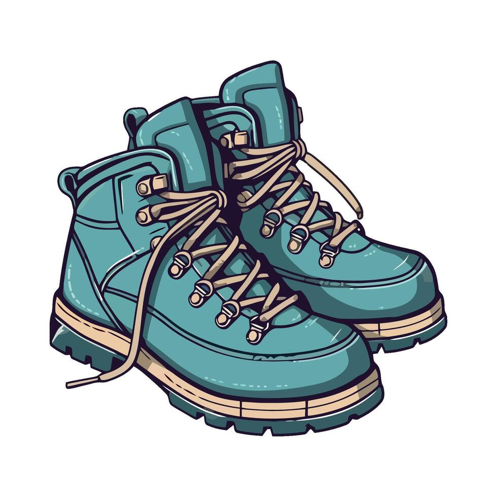 A pair of blue hiking boots on a white background vector