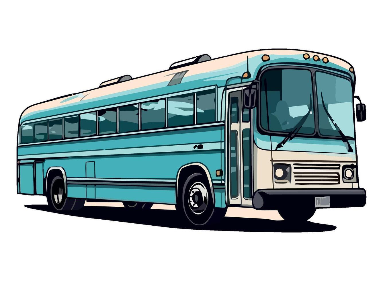 A cartoon blue bus on a white background vector