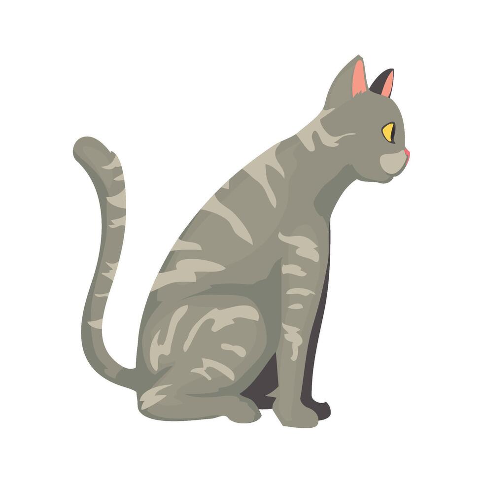 A gray cat sitting down on its hind legs vector