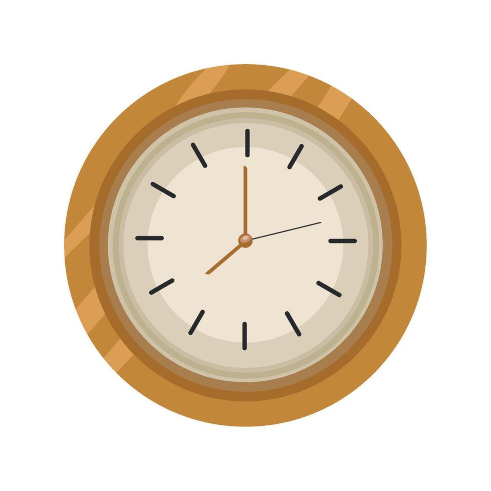 A clock is shown in a flat style vector