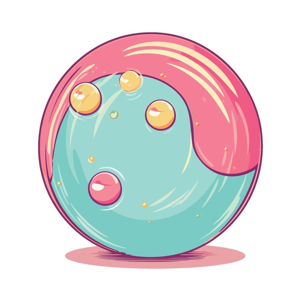 A cartoon bowling ball with bubbles on it vector