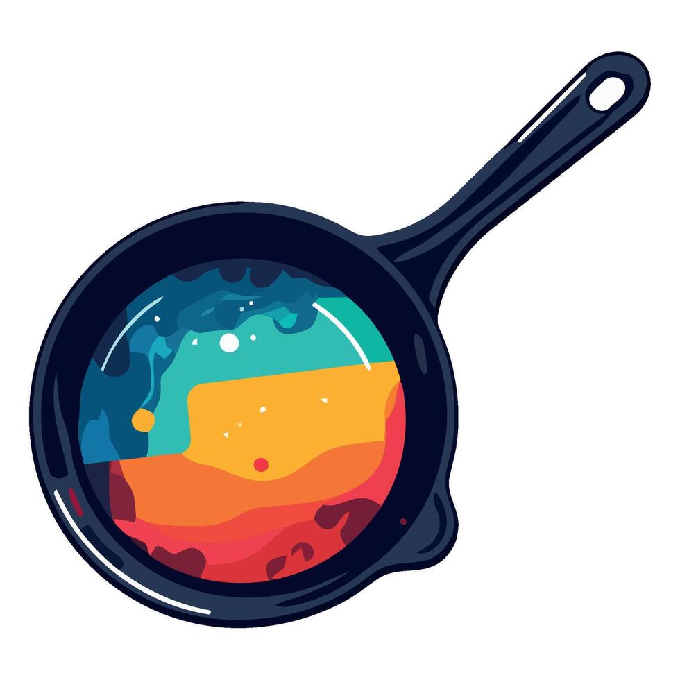 A colorful pan with a colorful liquid inside vector