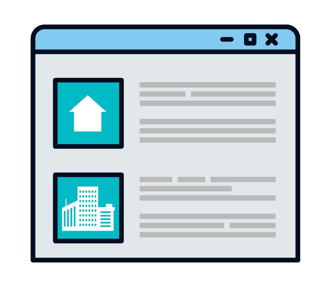 A web page with a house and a building vector