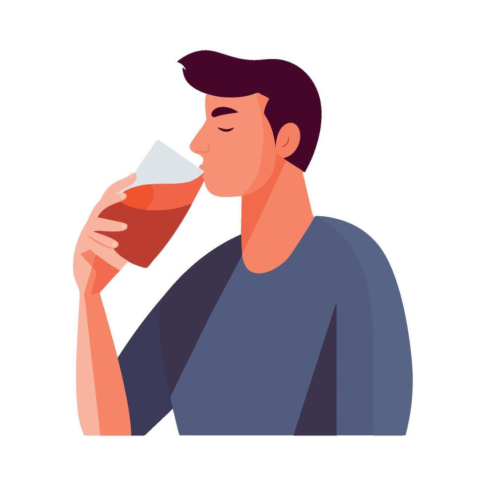 Man drinking beer flat illustration vector