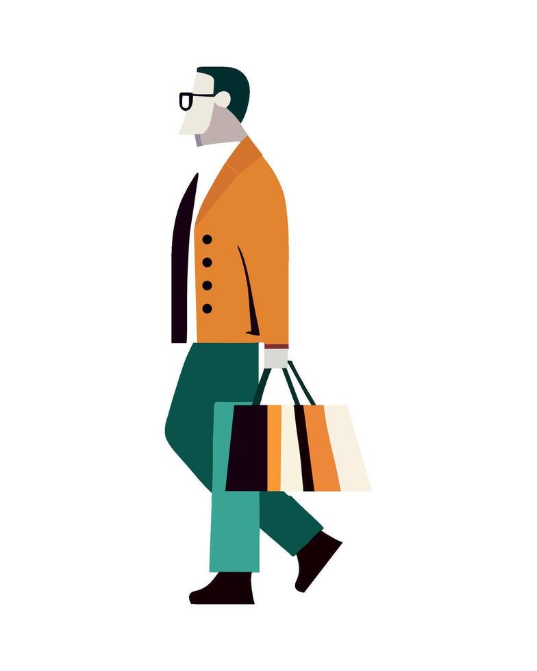 Man with shopping bags illustration vector