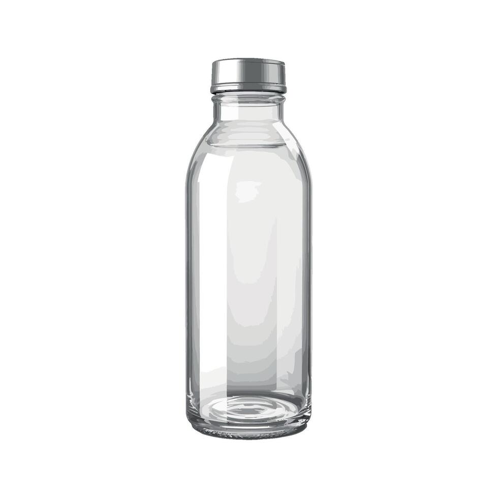 A clear glass bottle with a silver lid vector