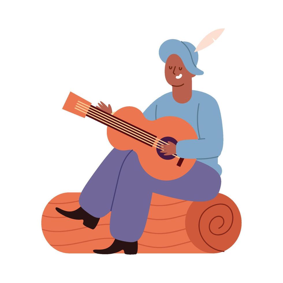 A cartoon man playing the guitar vector