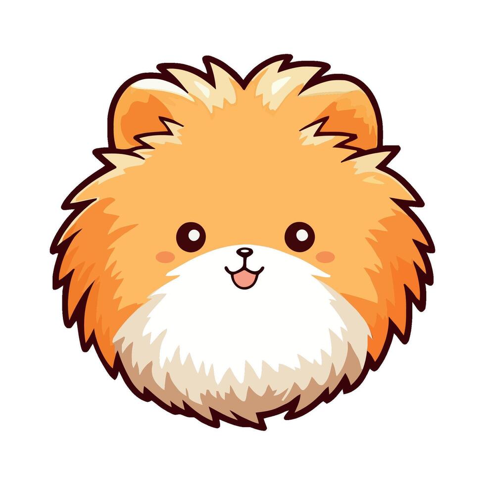 A pomeranian dog with a big head and a big nose vector