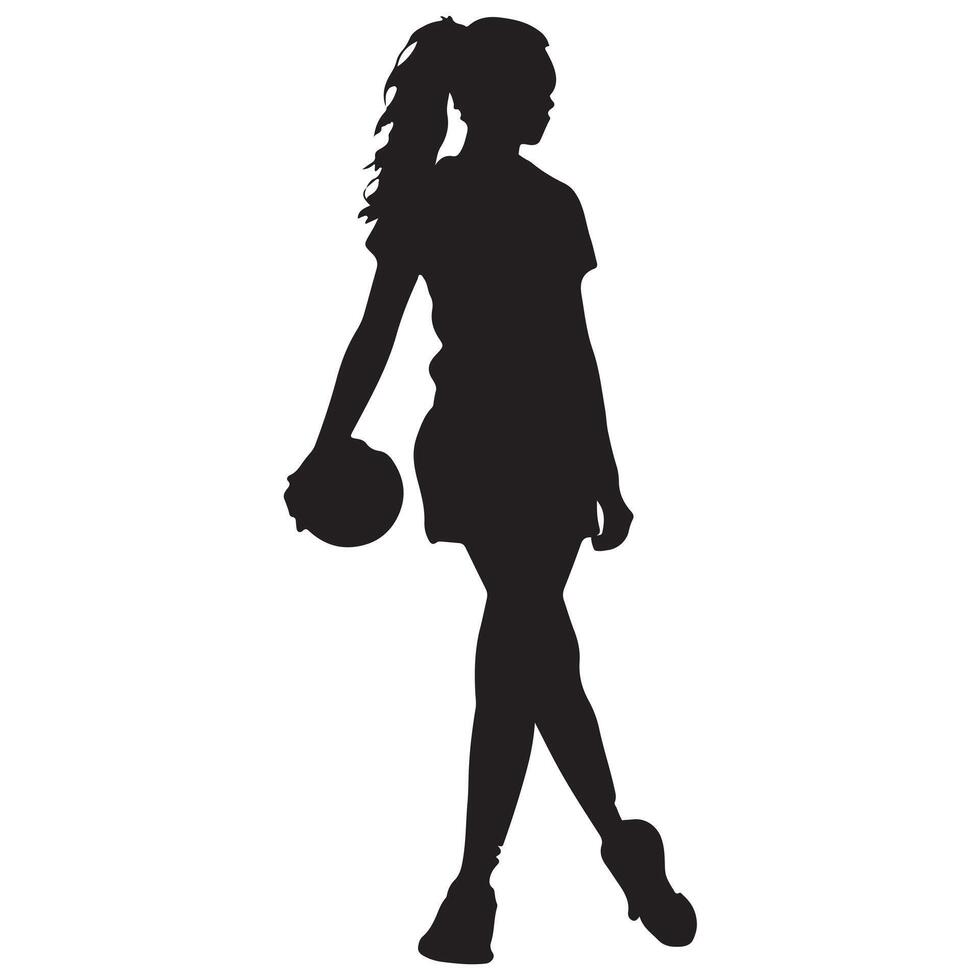 SILHOUETTE FOOTBALL FEMME silhouette white background vector