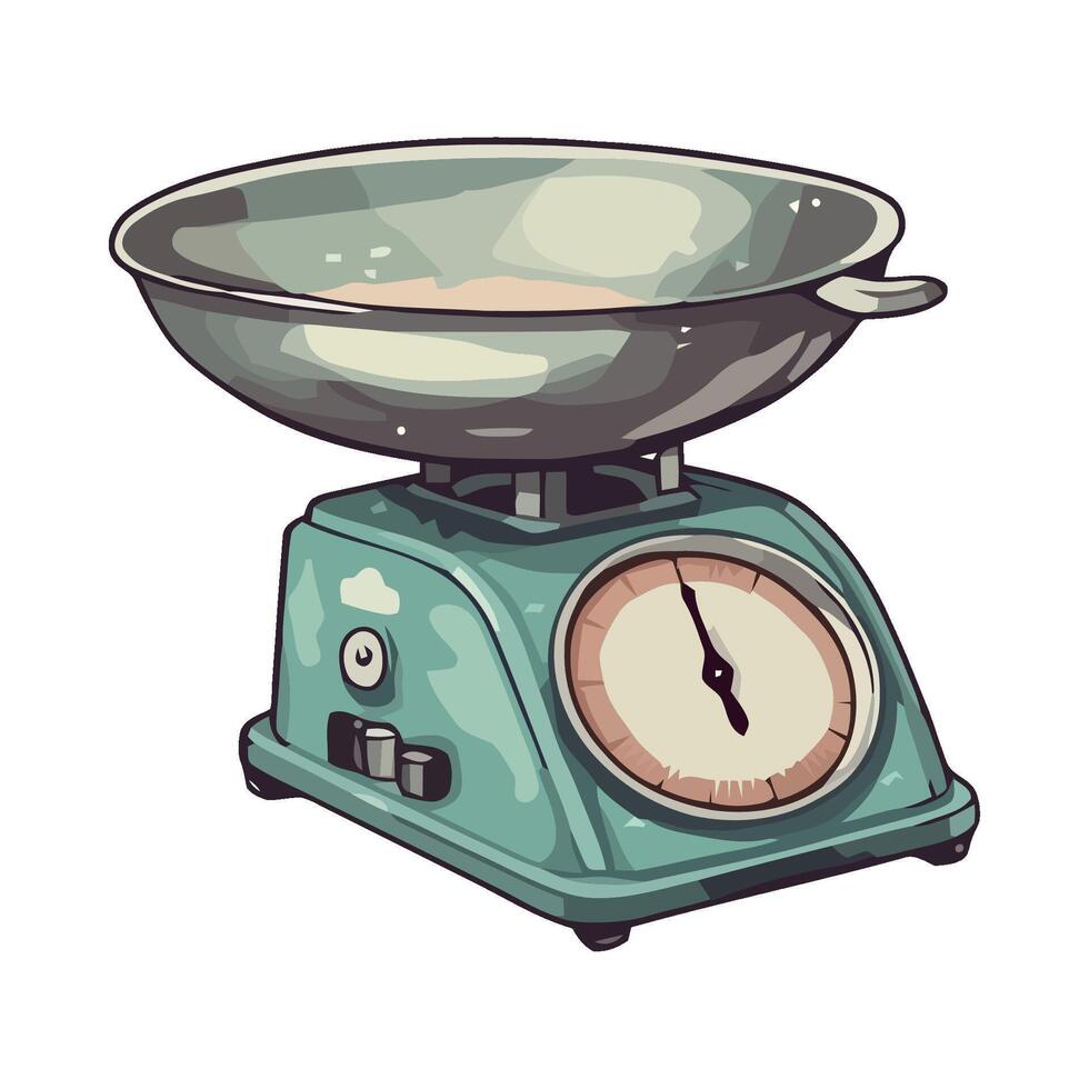 un ilustración de un cocina escala con un cuenco vector