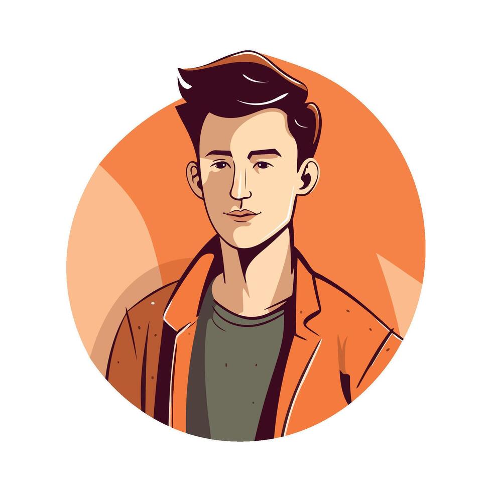 A cartoon illustration of a man in an orange shirt vector