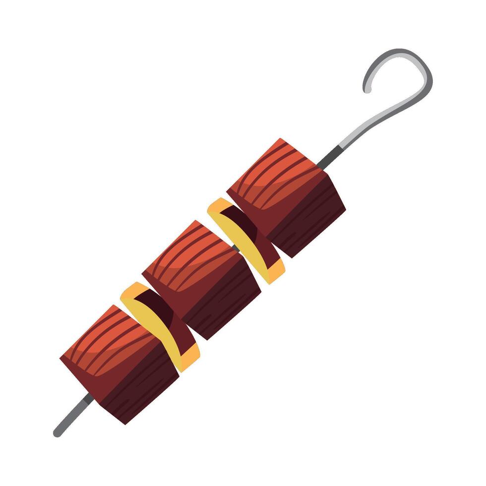 A skewered skewered meat on a hook vector