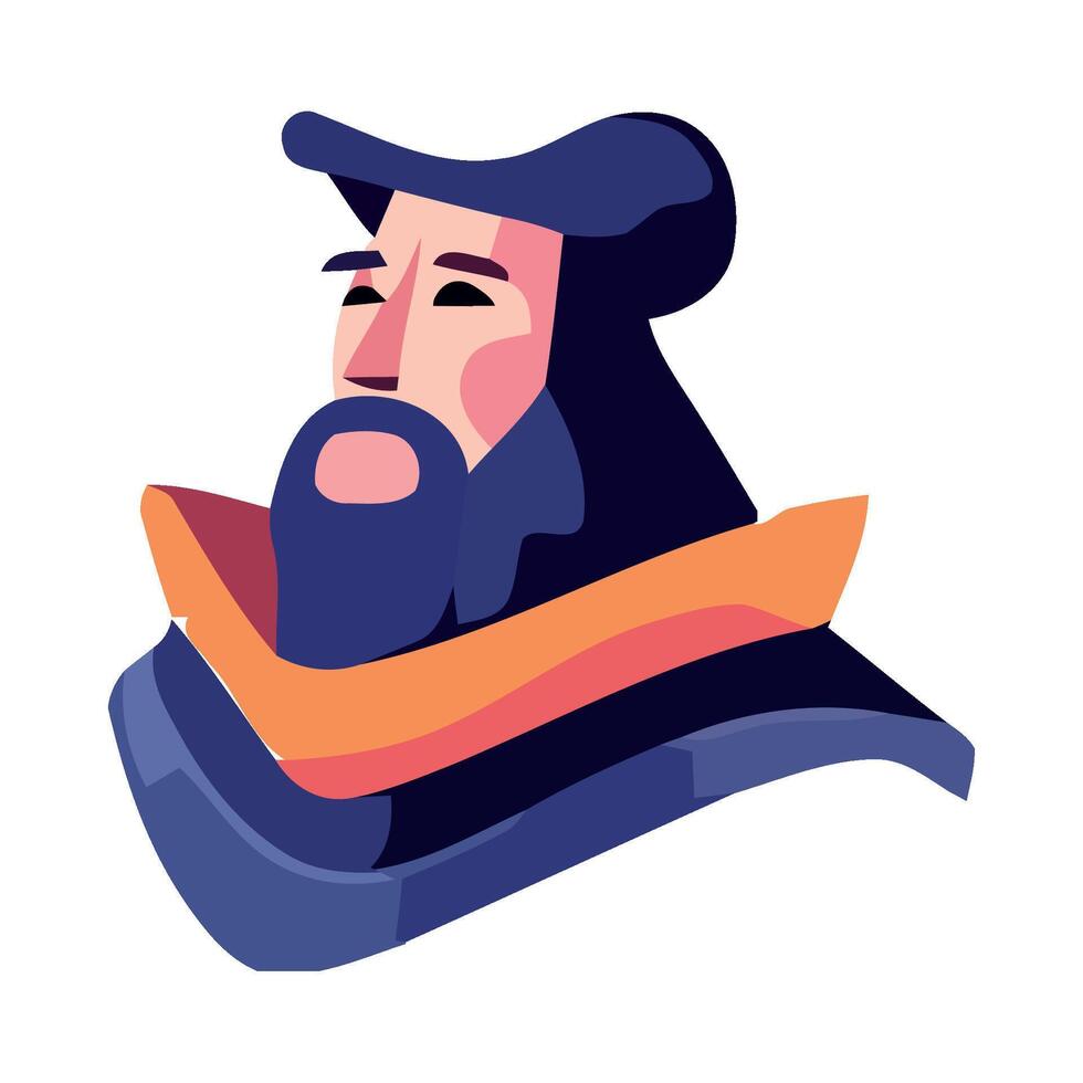 A cartoon man with a beard and hat vector