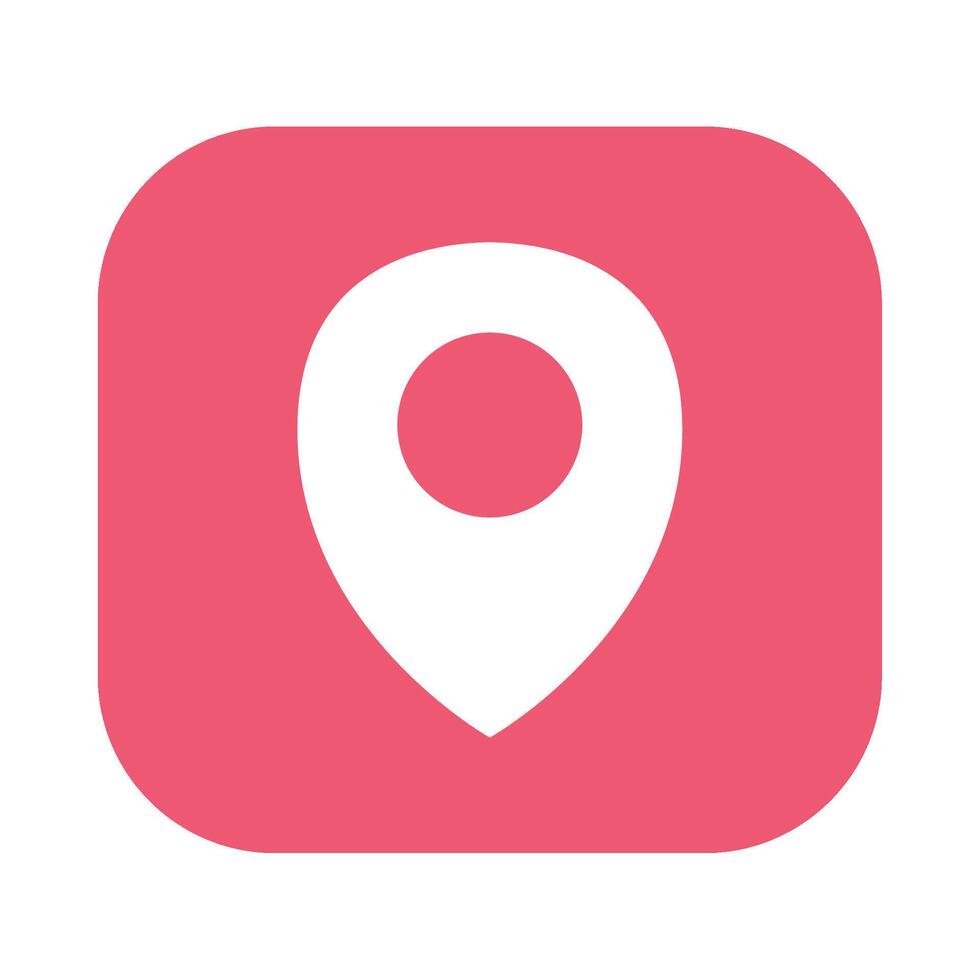 A pink location icon with a map pointer vector