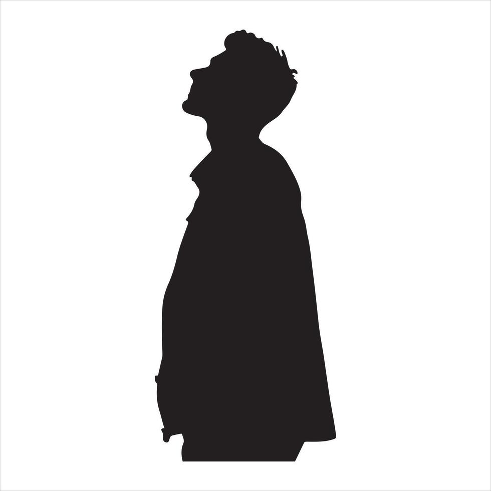 Man looks up silhouette white background vector