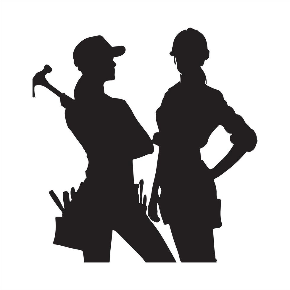 craftswoman silhouette white background vector