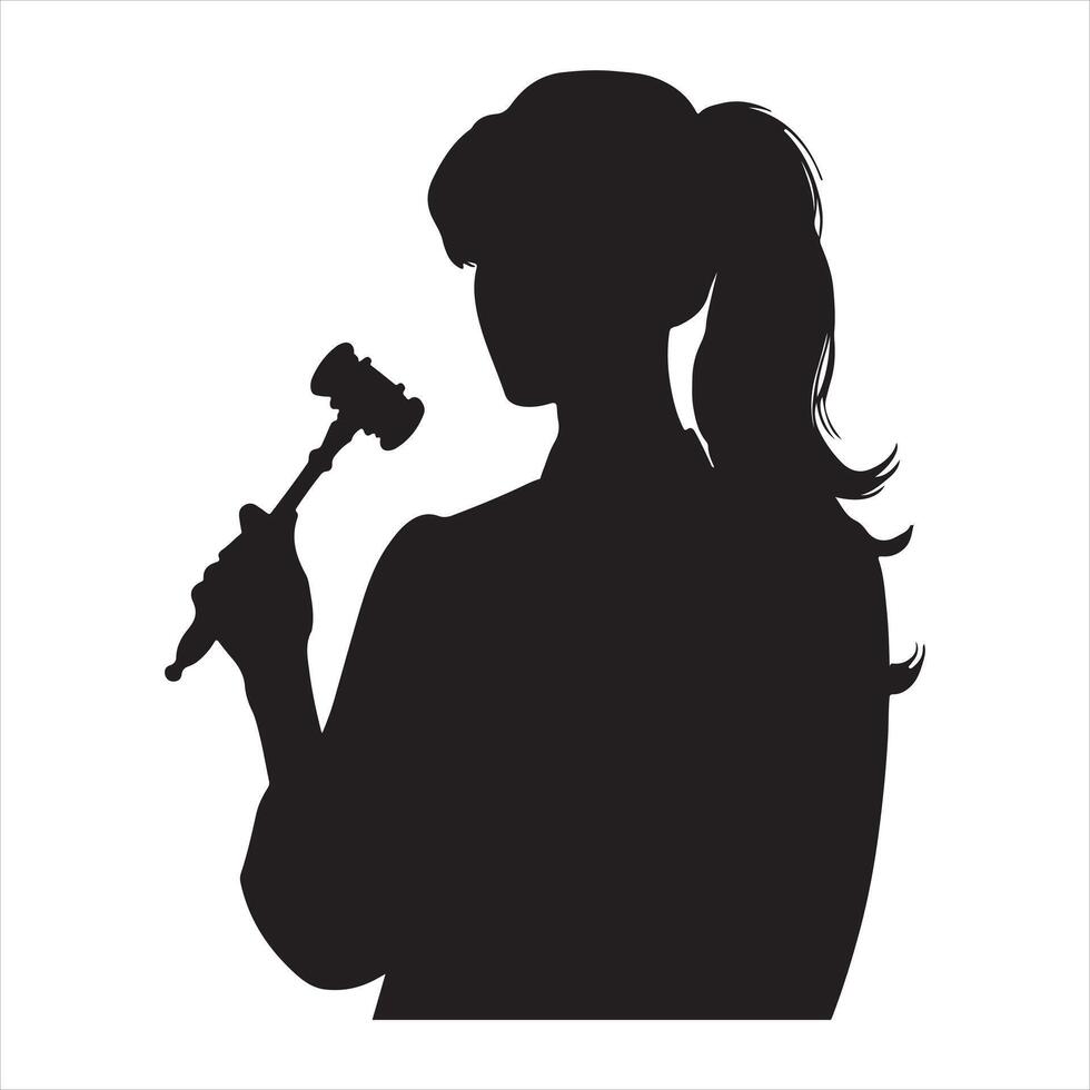 Female judge silhouette white background vector