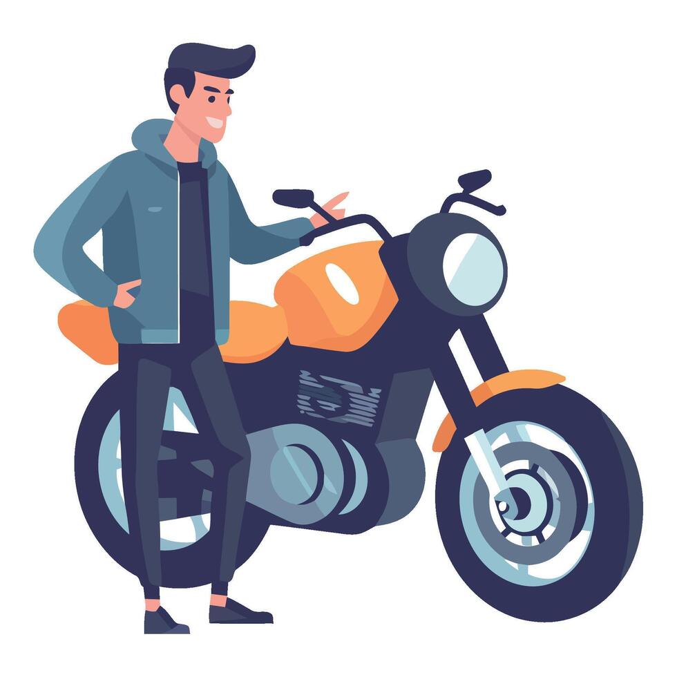 A man standing next to a motorcycle vector
