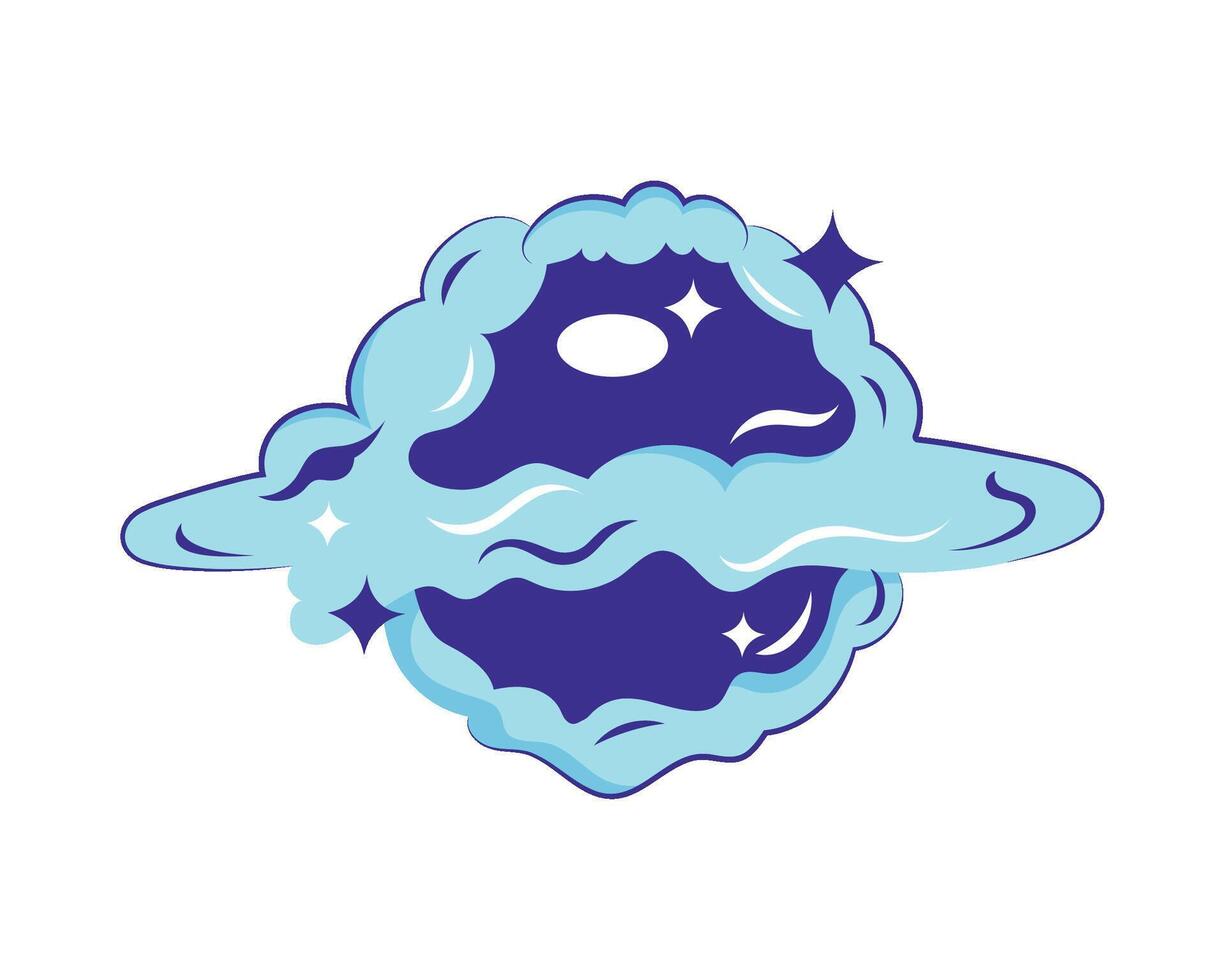 A cartoon planet with a cloud around it vector