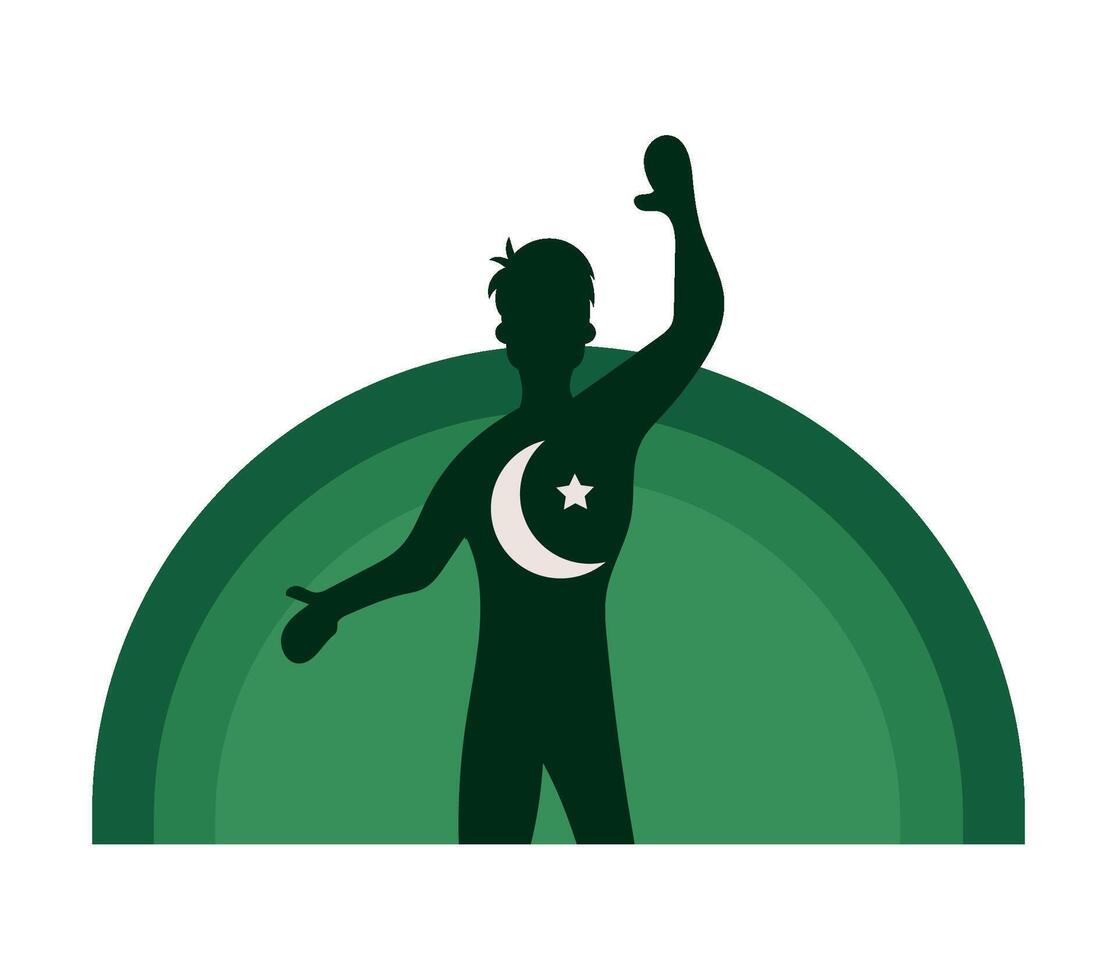 A man holding a flag with the pakistan flag vector