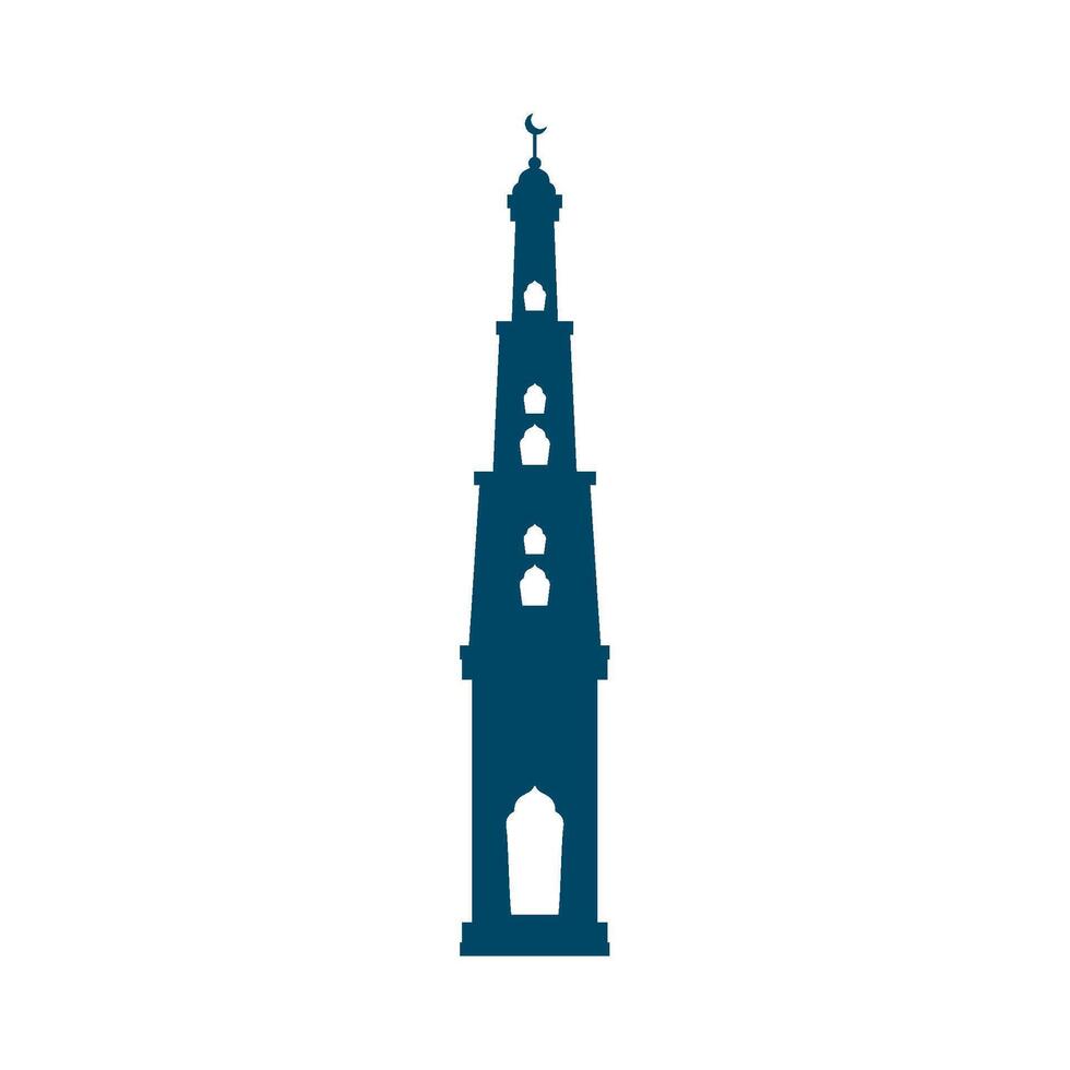A blue tower with a clock on top vector