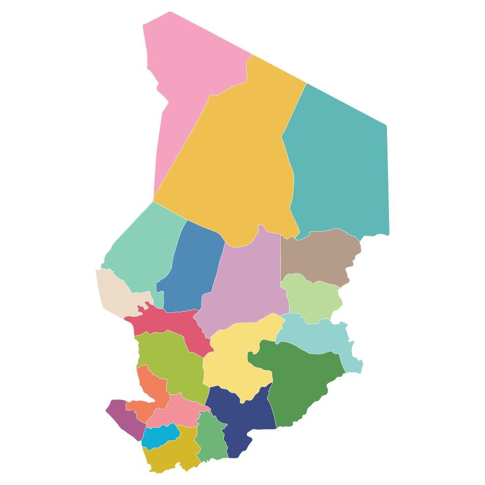 Chad map. Map of Chad in administrative provinces in multicolor vector