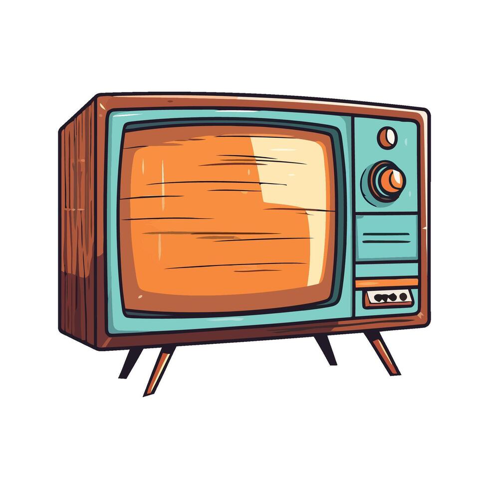 Retro tv cartoon illustration vector
