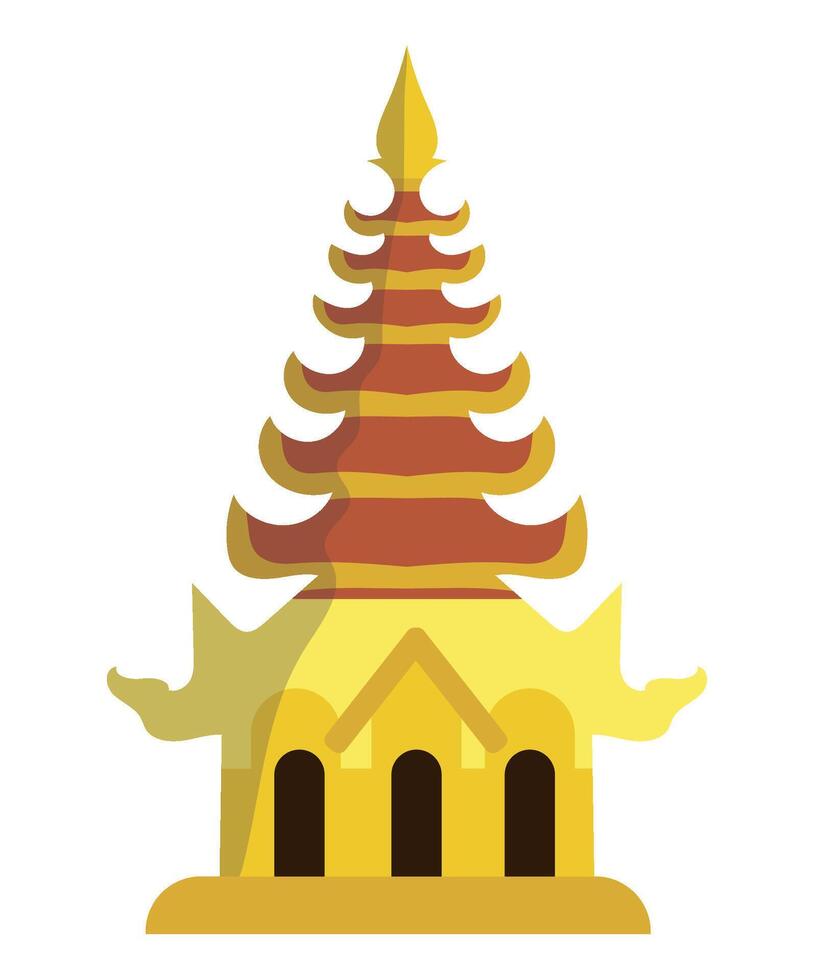 A golden pagoda with a roof and a red roof vector
