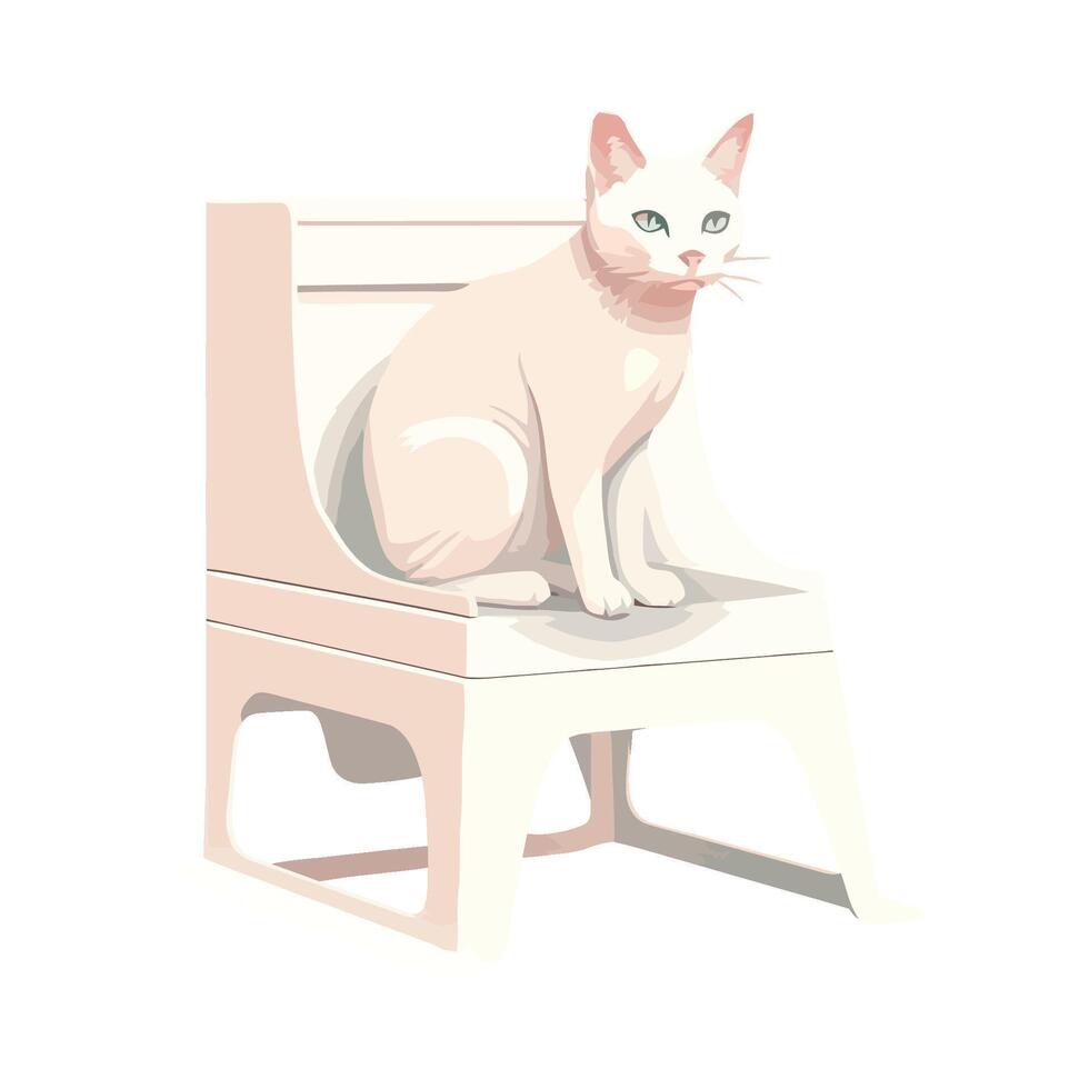 A white cat sitting on a chair vector