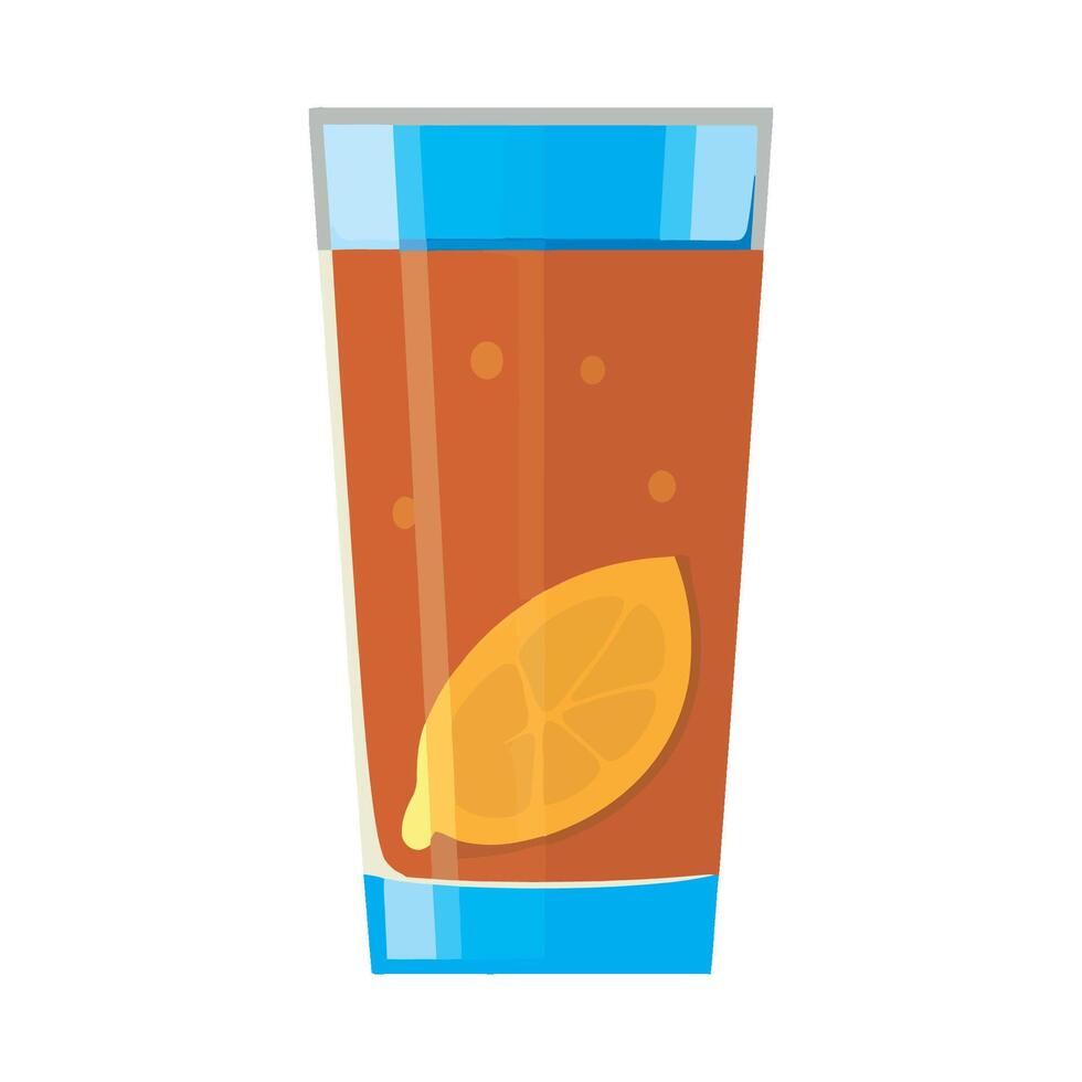A glass of orange juice with a slice of lemon vector