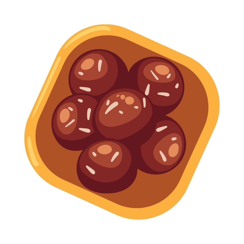 A bowl of chocolate balls on a white background vector