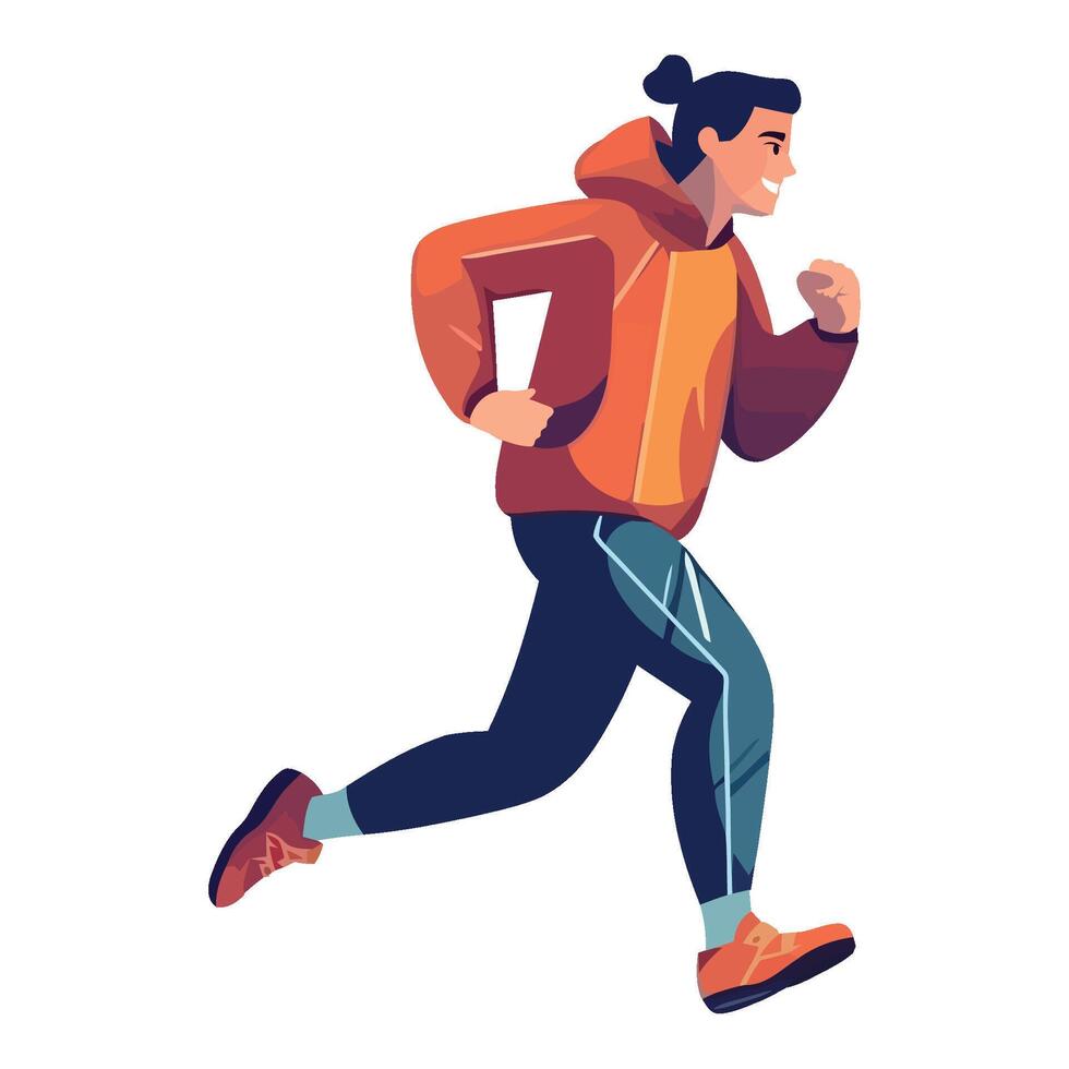 A man in an orange jacket is running vector