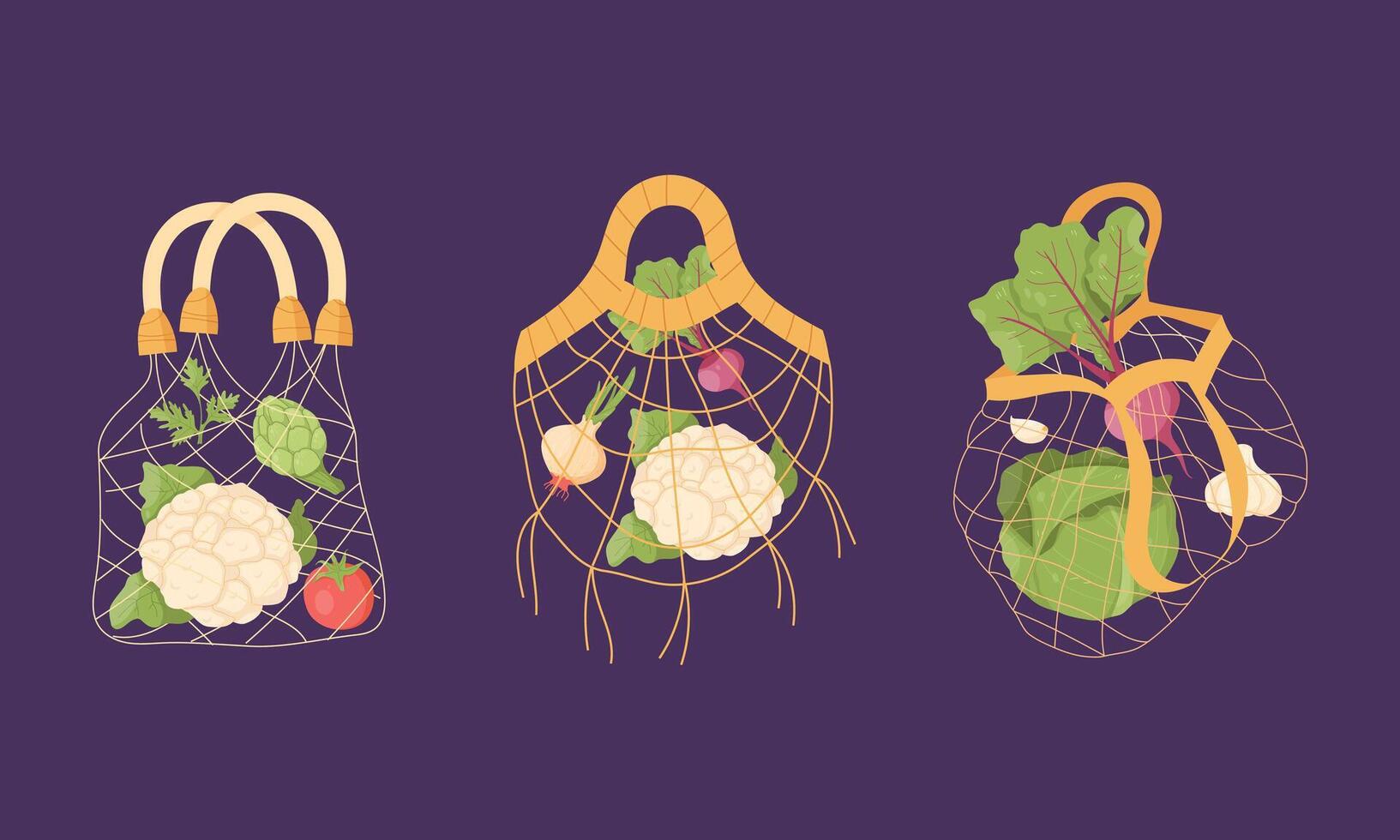set of avocets with vegetables. Healthy food vector