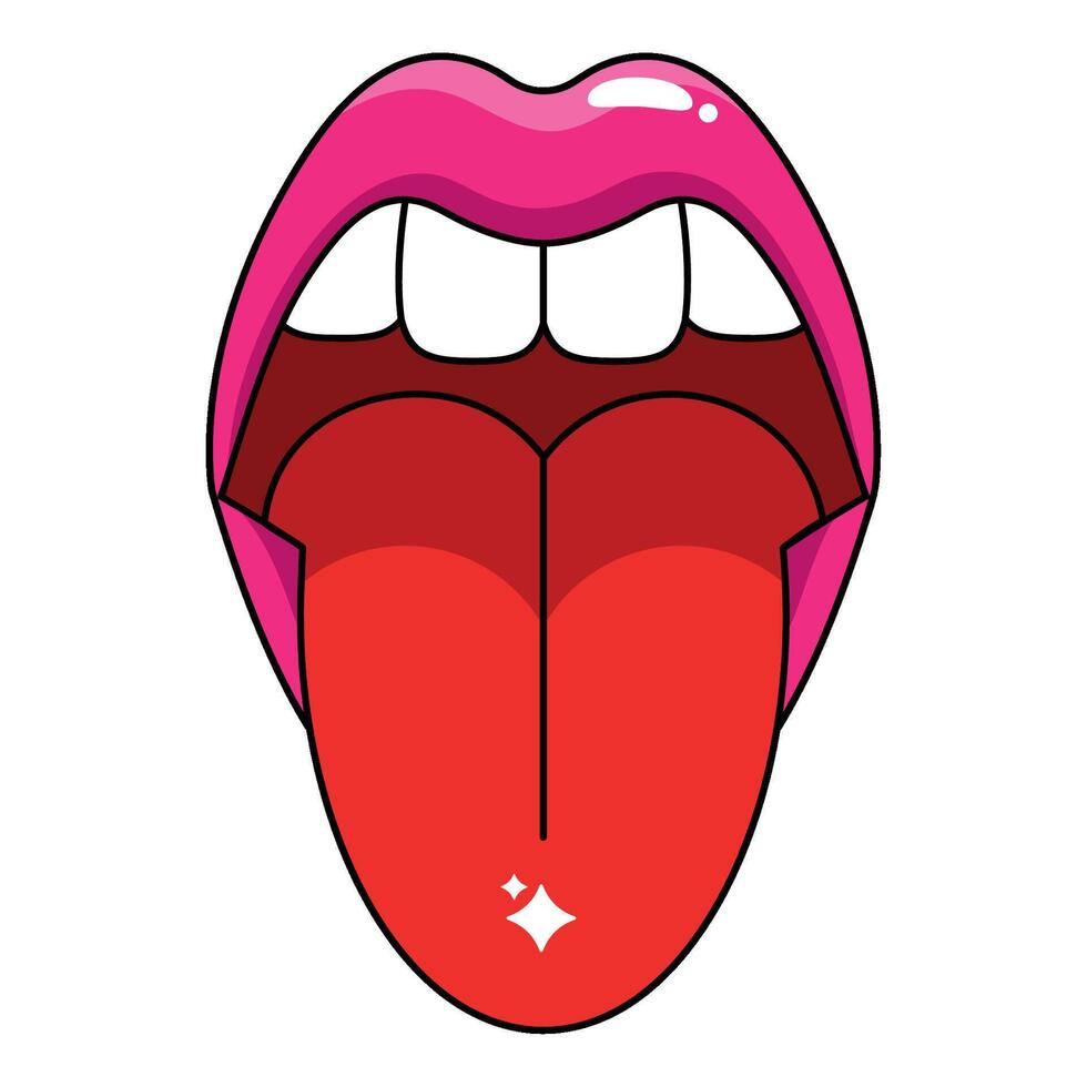 A cartoon tongue with a smile on it vector